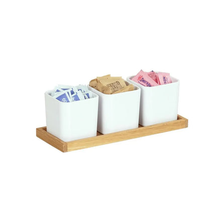 Kệ Trưng Bày Hũ Gia Vị Cà Phê/Trà Cal-Mil 23206-21 3 Ngăn Chữ Nhật - Trắng/Gỗ Sồi