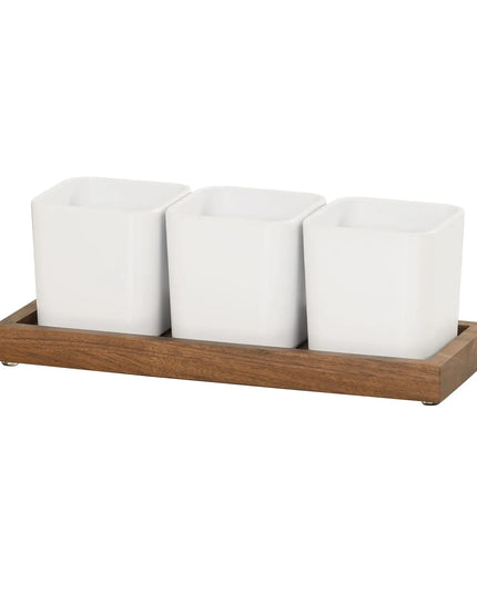 Kệ Trưng Bày Hũ Gia Vị Cà Phê/Trà Cal-Mil 23206-78 3 Ngăn Chữ Nhật - Trắng/Gỗ Óc Chó