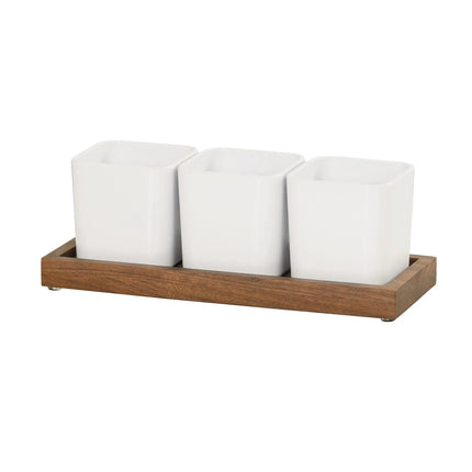 Kệ Trưng Bày Hũ Gia Vị Cà Phê/Trà Cal-Mil 23206-78 3 Ngăn Chữ Nhật - Trắng/Gỗ Óc Chó