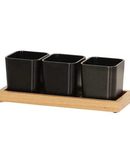 Kệ Trưng Bày Hũ Gia Vị Cà Phê/Trà Cal-Mil 23207-21 3 Ngăn Chữ Nhật - Đen/Gỗ Sồi