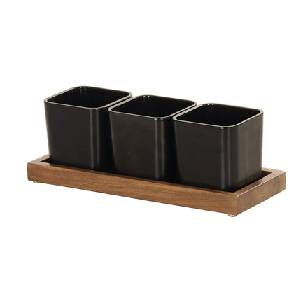 Kệ Trưng Bày Hũ Gia Vị Cà Phê/Trà Cal-Mil 23207-78 3 Ngăn Chữ Nhật - Đen/Gỗ Óc Chó