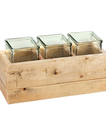 Kệ Trưng Bày Hũ Gia Vị Cà Phê/Trà Cal-Mil 3406-6 3 Ngăn Chữ Nhật - Trong Suốt/Be