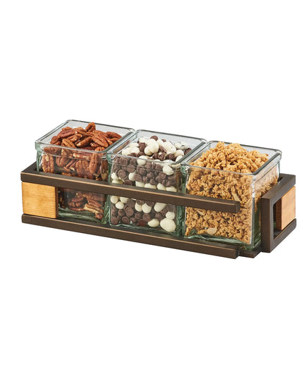 Kệ Trưng Bày Hũ Gia Vị Cà Phê/Trà Cal-Mil 3910-3-84 3 Ngăn Chữ Nhật - Trong Suốt/Nâu
