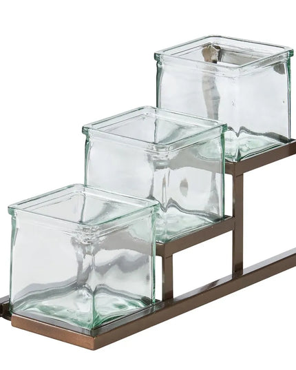 Kệ Trưng Bày Hũ Gia Vị Cà Phê/Trà Cal-Mil 4304-84 3 Ngăn Chữ Nhật - Trong Suốt/Nâu