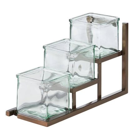 Kệ Trưng Bày Hũ Gia Vị Cà Phê/Trà Cal-Mil 4304-84 3 Ngăn Chữ Nhật - Trong Suốt/Nâu