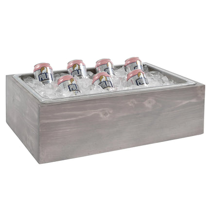 Khay Đựng Đá Chữ Nhật Cal-Mil 3360-12-110 Kèm Khay Đá Trong - 54.6 cm x 31.8 cm x 15.2 cm, Gỗ Thông, Màu Gray Wash