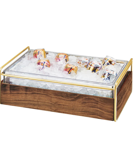Khay Đựng Đá Chữ Nhật Cal-Mil 3702-12-46 - 55.2 cm x 34.3 cm x 18.4 cm, Khung Gỗ/Đồng Thau