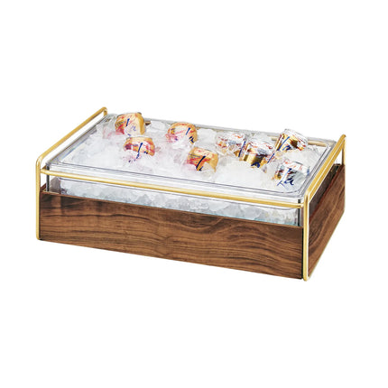 Khay Đựng Đá Chữ Nhật Cal-Mil 3702-12-46 - 55.2 cm x 34.3 cm x 18.4 cm, Khung Gỗ/Đồng Thau