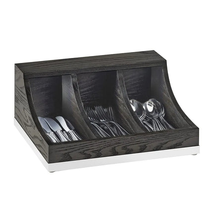 Khay Đựng Dao Muỗng Nĩa 3 Ngăn Cal-Mil 3802-87 34.9 cm x 29.2 cm, Gỗ Sồi, Xám Đậm