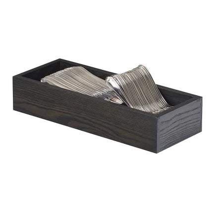 Khay Đựng Dao Muỗng Nĩa Cal-Mil 3819-87 2 Ngăn 38.7 x 14 cm Gỗ Sồi Màu Xám Đậm