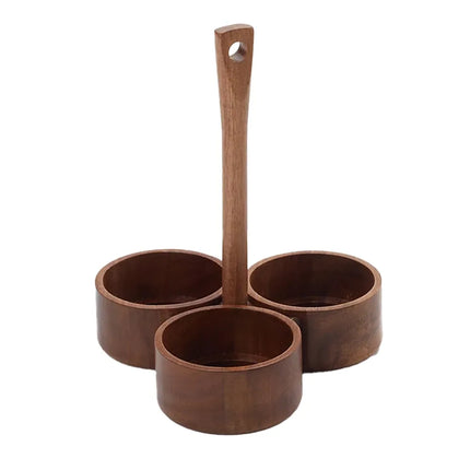 Khay Đựng Gia Vị Tròn 3 Ngăn American Metalcraft SCAW7 - Gỗ, Nâu