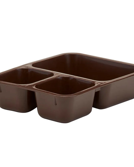 Khay Nhựa Chữ Nhật Cambro 853FCP167 3 Ngăn 21.7 x 15.9 cm Màu Nâu