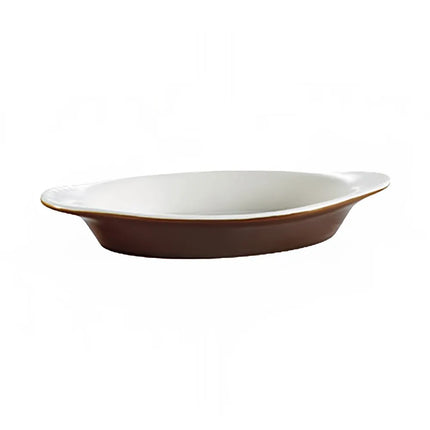 Khay Nướng Welsh Rarebit CAC COA-15-BWN Hình Oval 444 ml - Gốm Nâu/Trắng