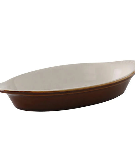 Khay Nướng Welsh Rarebit Tuxton B1N-120 Hình Oval 355 ml - Gốm DuraTux®© Màu Caramel/Eggshell