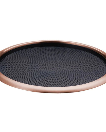 Khay Phục Vụ Tròn Chống Trơn Service Ideas TR1614RIRG 40.6 cm Đệm Cao Su Đen Inox Bề Mặt Rose Gold