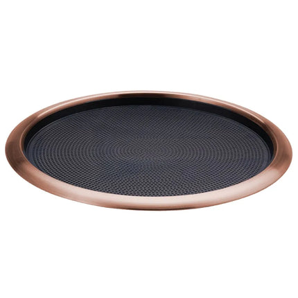 Khay Phục Vụ Tròn Chống Trơn Service Ideas TR1614RIRG 40.6 cm Đệm Cao Su Đen Inox Bề Mặt Rose Gold