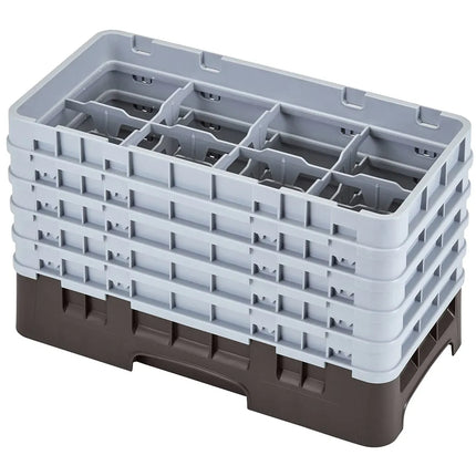 Khay Rửa Ly Camrack Cambro 8HS958167 Nửa Khay, 5 Thanh Nối, 8 Ngăn, Màu Nâu