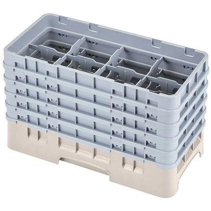 Khay Rửa Ly Camrack Cambro 8HS958184 Nửa Khay, 5 Thanh Nối, 8 Ngăn, Màu Be