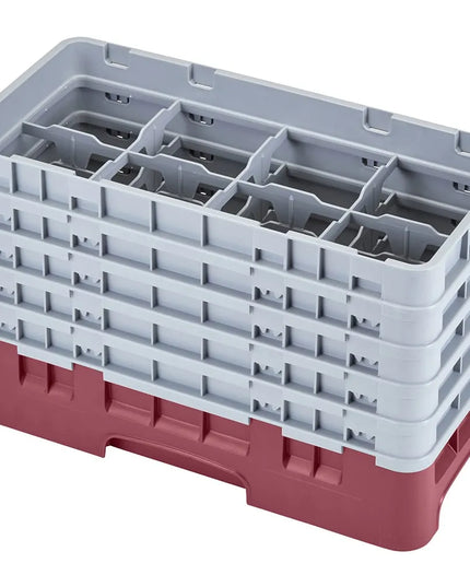 Khay Rửa Ly Camrack Cambro 8HS958416 Nửa Khay, 5 Thanh Nối, 8 Ngăn, Màu Đỏ Cranberry