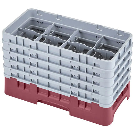 Khay Rửa Ly Camrack Cambro 8HS958416 Nửa Khay, 5 Thanh Nối, 8 Ngăn, Màu Đỏ Cranberry