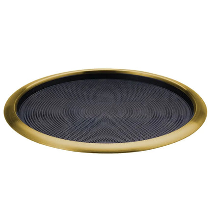 Khay Tròn Chống Trượt Service Ideas TR1614RIVG 40.6 cm Thép Không Gỉ Lớp Mạ Vintage Gold Đệm Cao Su Đen