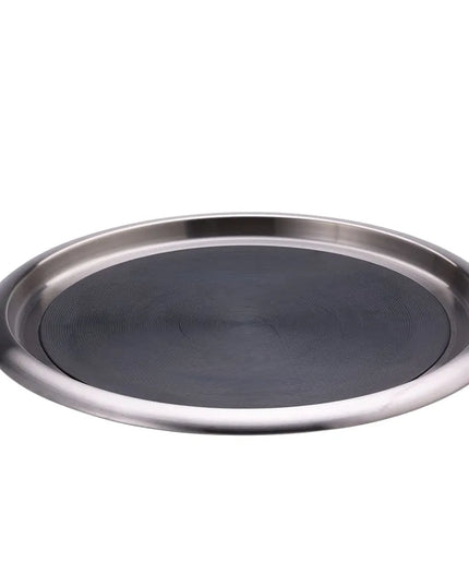 Khay Tròn Chống Trượt Service Ideas TR1614SR 40.6 cm Thép Không Gỉ Bề Mặt Mờ Đệm Cao Su Đen