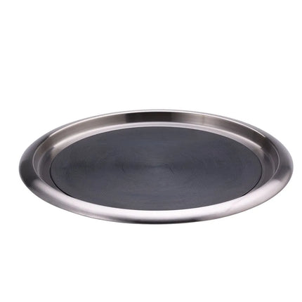 Khay Tròn Chống Trượt Service Ideas TR1614SR 40.6 cm Thép Không Gỉ Bề Mặt Mờ Đệm Cao Su Đen