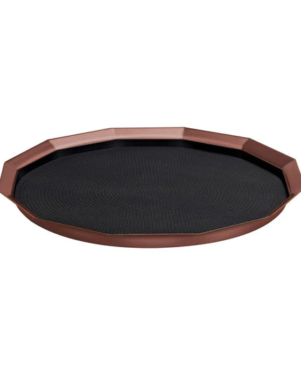 Khay Tròn Service Ideas TRPN1614RIBSRG Thép Không Gỉ Màu Vàng Hồng 40.6 cm