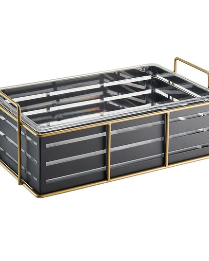 Khung Đá Cal-Mil 22085-12-90 Khay Nhựa Trong 55.9 cm Rộng x 34.3 cm Sâu x 17.1 cm Cao, Khung Dây, Đen/Vàng