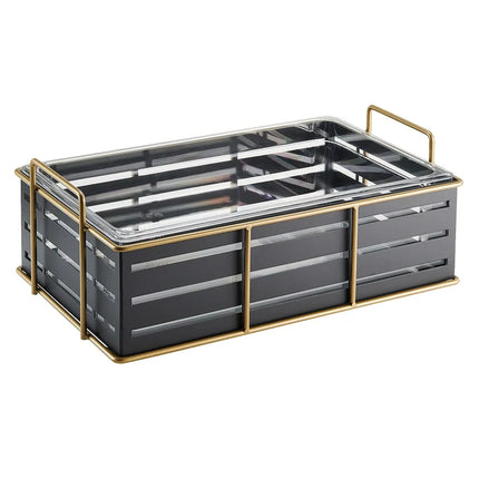 Khung Đá Cal-Mil 22085-12-90 Khay Nhựa Trong 55.9 cm Rộng x 34.3 cm Sâu x 17.1 cm Cao, Khung Dây, Đen/Vàng