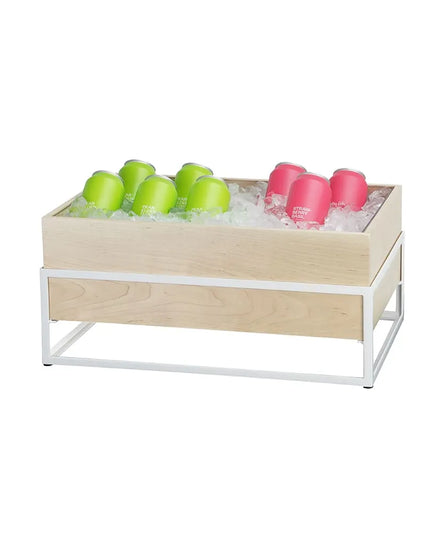 Khung Đá Chữ Nhật Cal-Mil 22362-12-15 Khay Gỗ Maple 51.4 cm Dài x 31.8 cm Rộng x 23.5 cm Cao, Khung Kim Loại Trắng