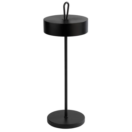 LED Table Lamp - GGM Gastro CLEO MINI - Rechargeable - Cordless - 3-step dimmable - Ø120mm - Black - with Charging Dock