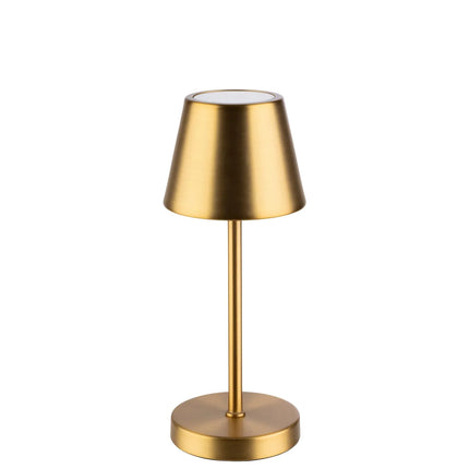 LED Table Lamp - GGM Gastro MERLE MICRO - Rechargeable - Cordless - 3-step dimmable - Ø80mm - Gold - with Charging Dock
