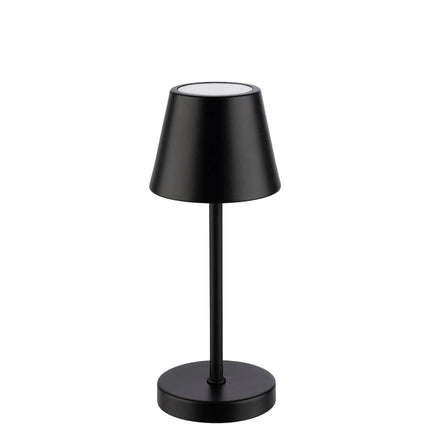 LED Table Lamp - GGM Gastro MERLE MICRO - Rechargeable - Cordless - 3-step dimmable - Ø80mm - Black - with Charging Dock