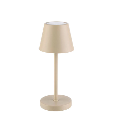 LED Table Lamp - GGM Gastro MERLE MICRO - Rechargeable - Cordless - 3-step dimmable - Ø80mm - Sand - with Charging Dock