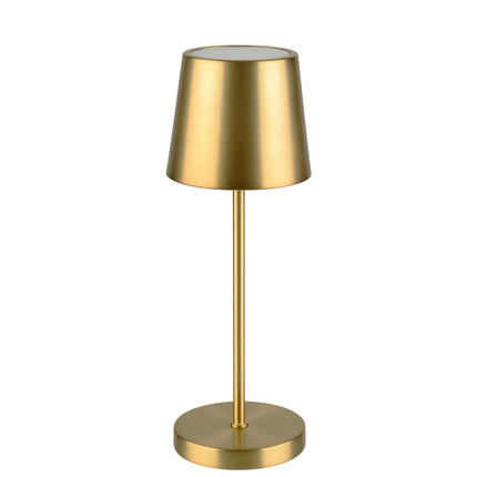 LED Table Lamp - GGM Gastro MERLE MINI - Rechargeable - Cordless - 3-step dimmable - Ø90mm - Gold - with Charging Dock