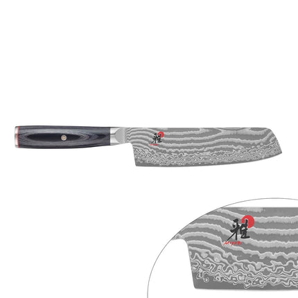 MIYABI | 5000 FC-D Nakiri Vegetable Knife – 170 mm blade - FC61 steel - 48-layer Damascus - for veg & herbs