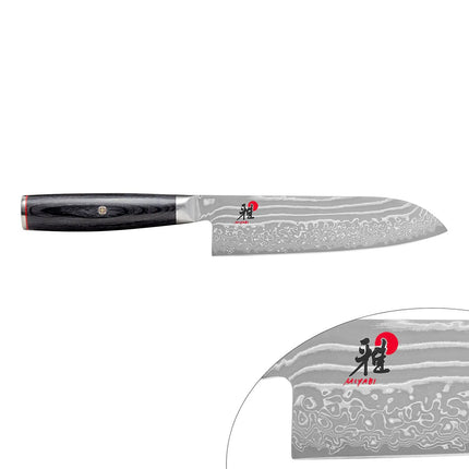 MIYABI | 5000 FC-D Santoku Knife – 180 mm blade - FC61 steel - 48-layer Damascus - for fish, meat & veg