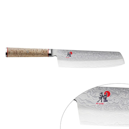 MIYABI | 5000 MCD Nakiri 178 mm – Masur Birch - Made in Japan - Flower-Damascus