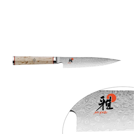 MIYABI | 5000 MCD Shotoh Utility/Paring Knife 130 mm – Masur Birch - Made in Japan - Flower-Damascus