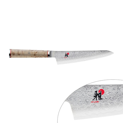 MIYABI | 5000 MCD Shotoh Utility/Paring Knife 140 mm – Masur Birch - Made in Japan - Flower-Damascus