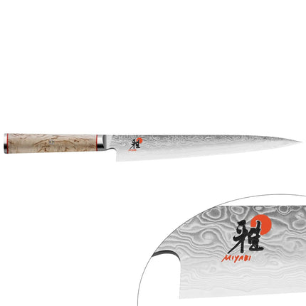 MIYABI | 5000 MCD Sujihiki Filleting/Slicing Knife 234 mm – Masur Birch - Made in Japan - Flower-Damascus