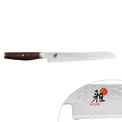 MIYABI | 6000 MCT Bread Knife 230 mm – Serrated Edge - Pakka Wood Handle - Made in Japan