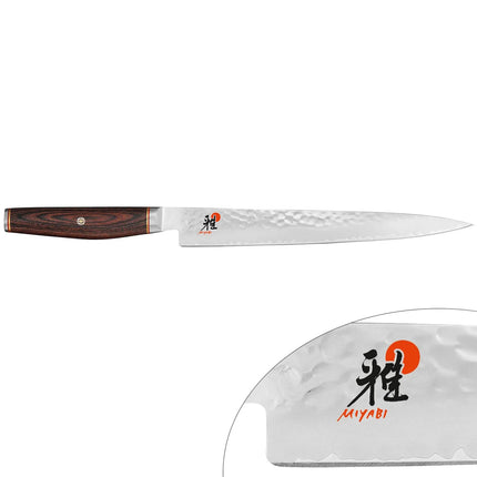MIYABI | 6000 MCT Sujihiki Slicing Knife 240 mm – Straight Edge - Pakka Wood Handle - Made in Japan