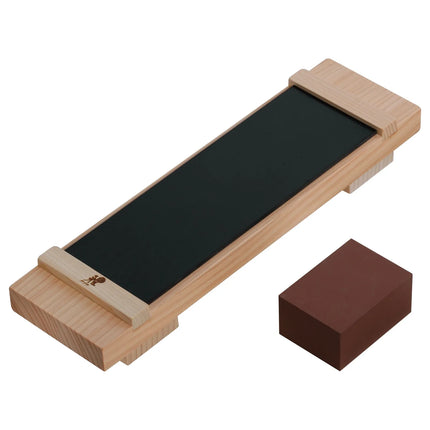 MIYABI | Knife Whetstone Base Kit – Hinoki wood base - includes flattening stone - non-slip