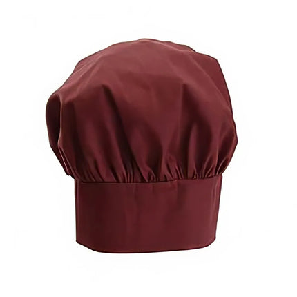 Mũ Đầu Bếp Điều Chỉnh Winco CH-13BG Cao 33cm Khóa Dán Velcro - Poly/Cotton, Đỏ Booc-Đô