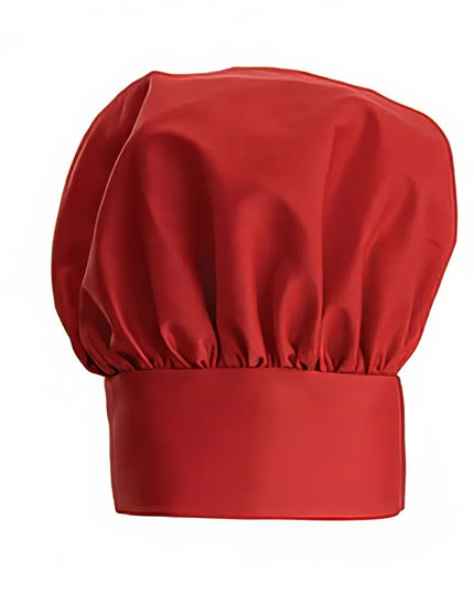 Mũ Đầu Bếp Điều Chỉnh Winco CH-13RD Cao 33 cm Kèm Khóa Dán - Poly/Cotton, Màu Đỏ