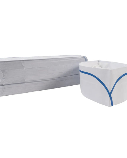 Mũ Lưỡi Trai Đầu Bếp Dùng Một Lần Rofson 100-B Bằng Giấy Màu Trắng Sọc Xanh Cao 22.9 cm