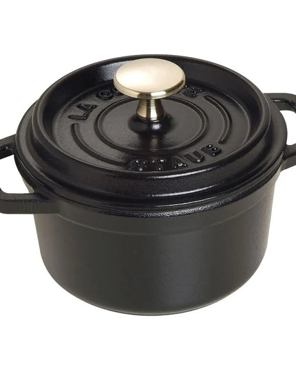 Nồi Cocotte Mini Staub 1004049 Gang Tráng Men Bề Mặt Nhám Đen 18.8 cm x 12.7 cm 710 ml