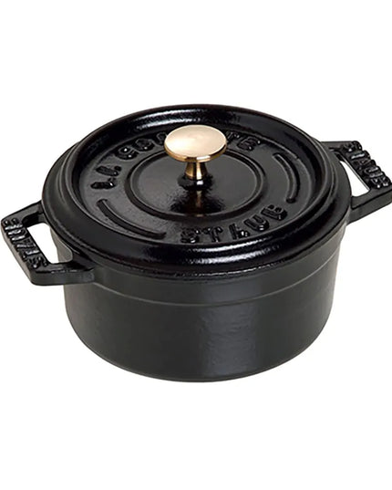 Nồi Tròn Mini La Cocotte Staub 1003176 Gang Tráng Men Bề Mặt Nhám Đen 250 ml